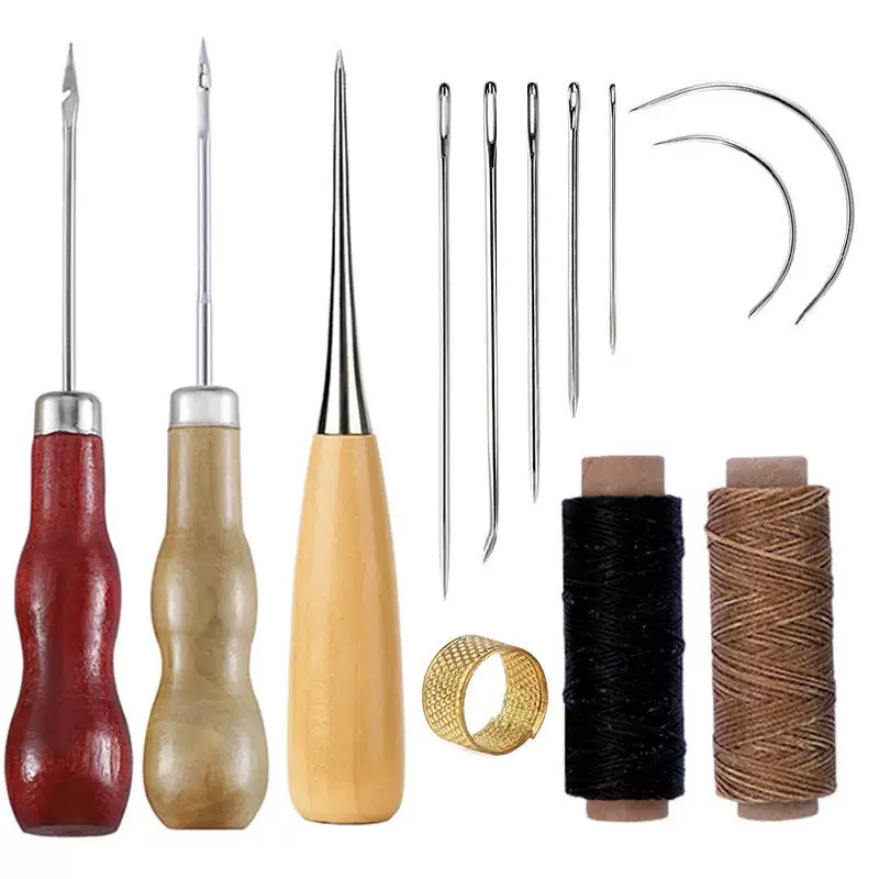 Leatherwork Needles - 13-częściowy кожаный набор для шитья, сумка