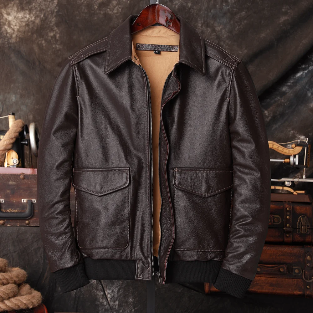 Leather Work Jacket - Куртка-бомбер A2 Pilot из натуральной кожи
