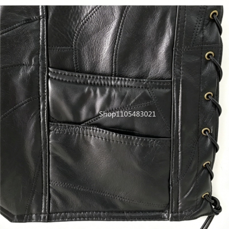 Мужской черный кожаный жилет в – обзор и цена Leather Work Jacket